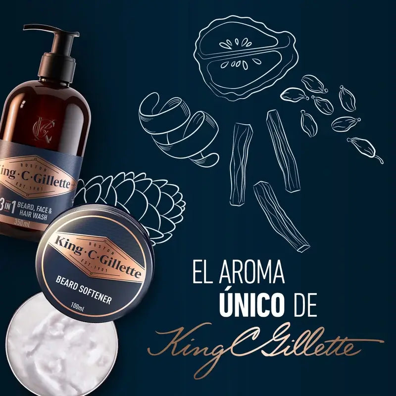 Gillette King C. Beard Confezione regalo 1 Gel detergente 350Ml + 1 Balsamo 100Ml + Astuccio da toilette