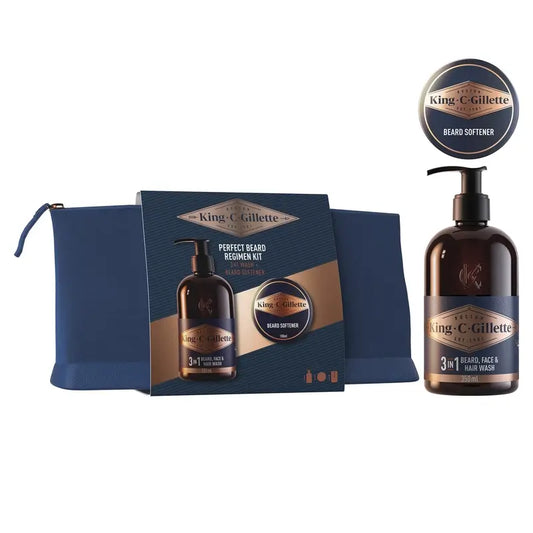Gillette King C. Beard Confezione regalo 1 Gel detergente 350Ml + 1 Balsamo 100Ml + Astuccio da toilette