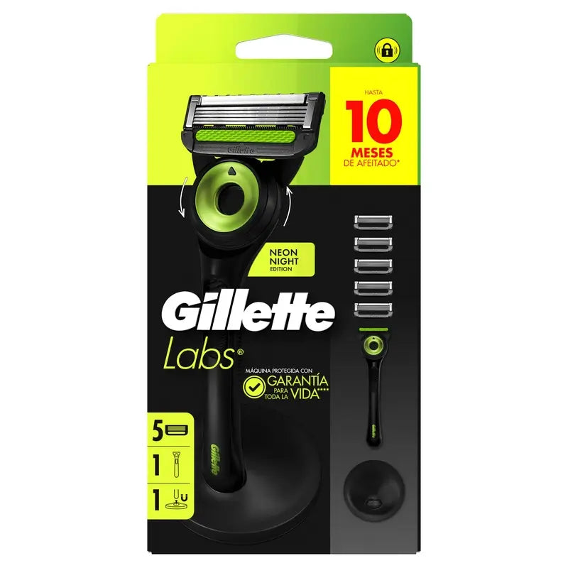 Rasoio Gillette Labs con barra esfoliante + 5 ricariche & base