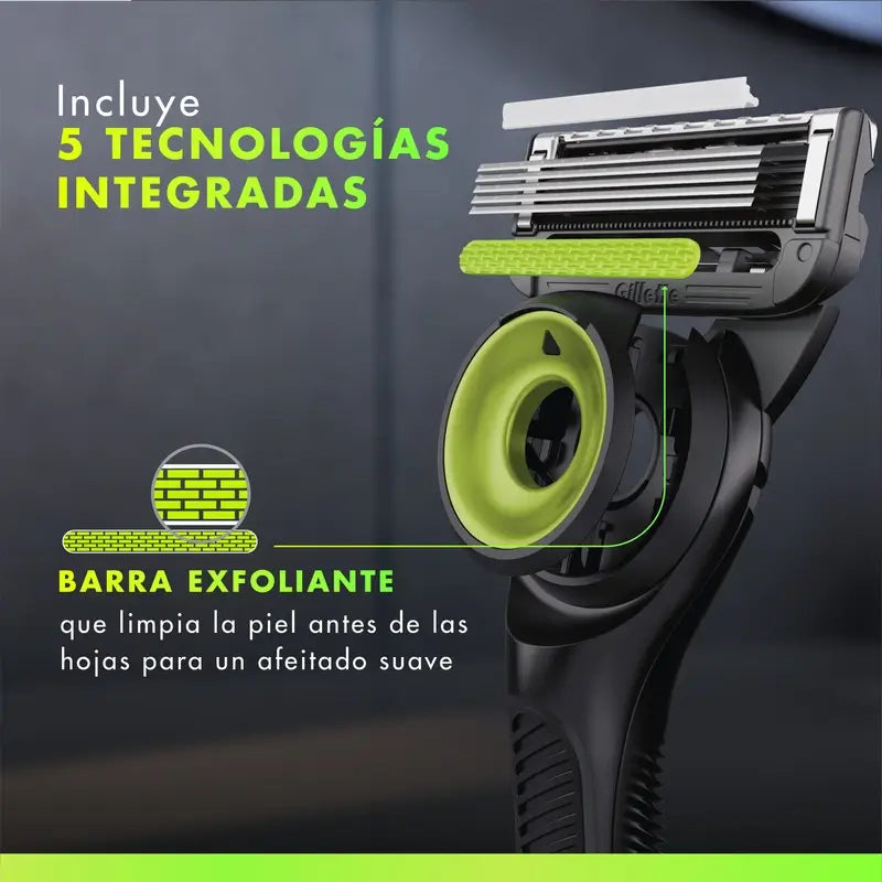Rasoio Gillette Labs con barra esfoliante + 5 ricariche & base