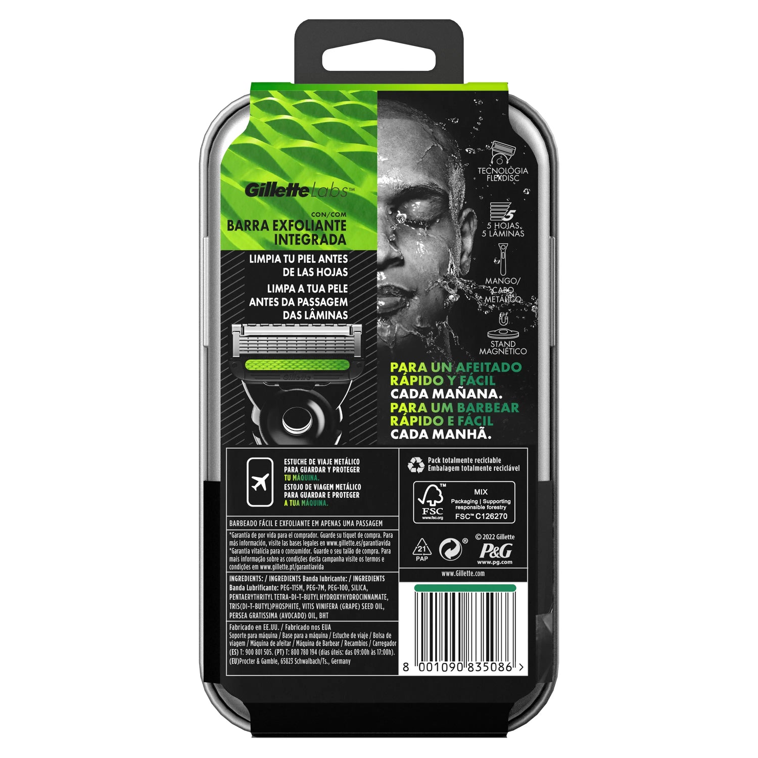 Rasoio Gillette Labs con stick esfoliante + 5 ricariche