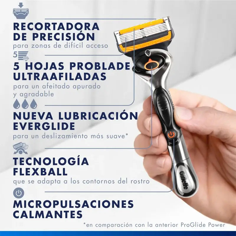 Gillette Proglide Power 1 Rasoio , 2 ricariche