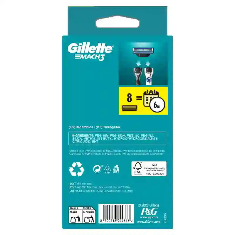 Ricarica Gillette Mach3, 7+1 ricariche