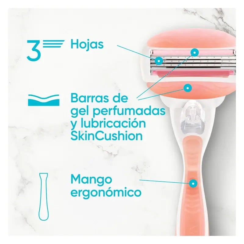 Rasoio per la depilazione femminile Gillette Venus Comfortglide Spa Breeze, 1 manico + 3 ricariche