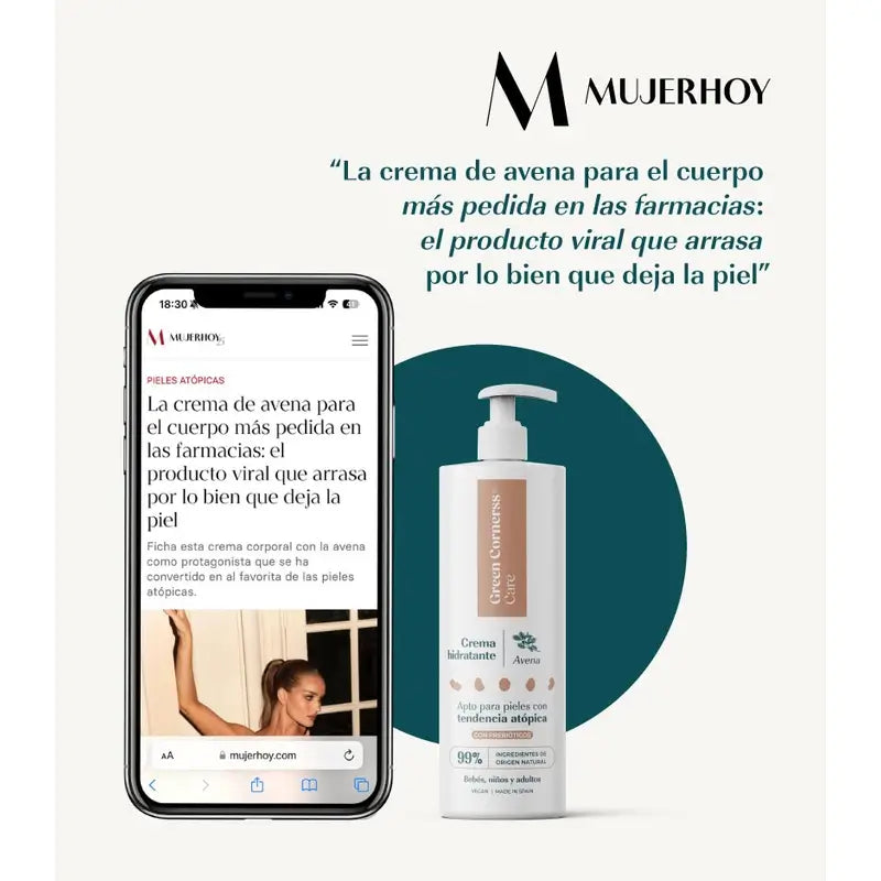 Crema idratante alla farina d'avena Green Corners, 280 ml