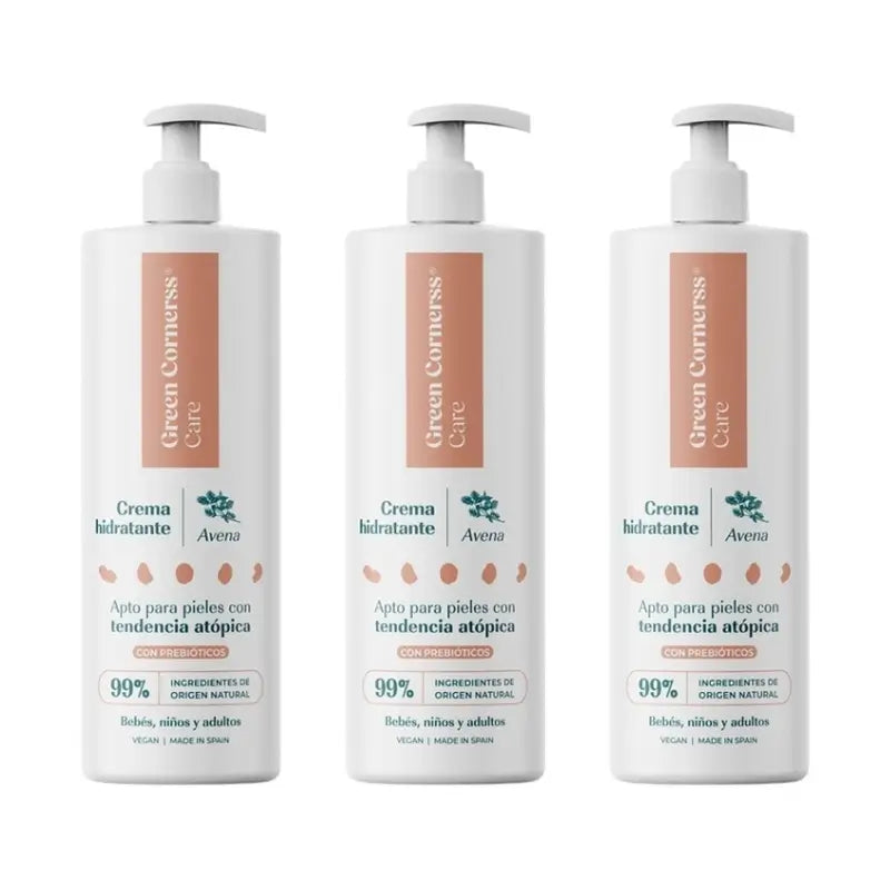 Green Cornerss Crema idratante alla farina d'avena, 3 x 280 ml