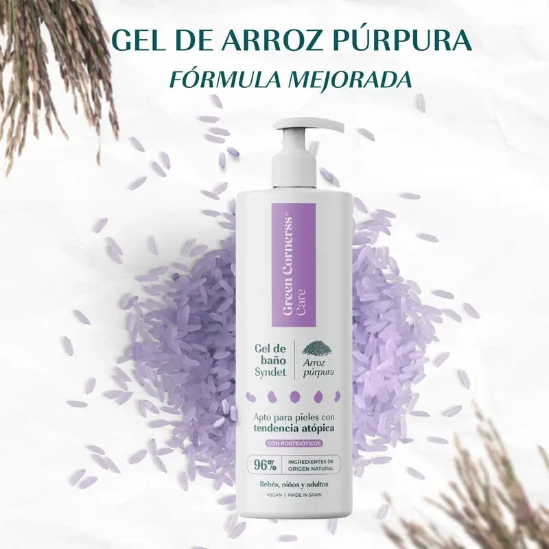 Gel da bagno al riso viola di Green Cornerss, 400 ml