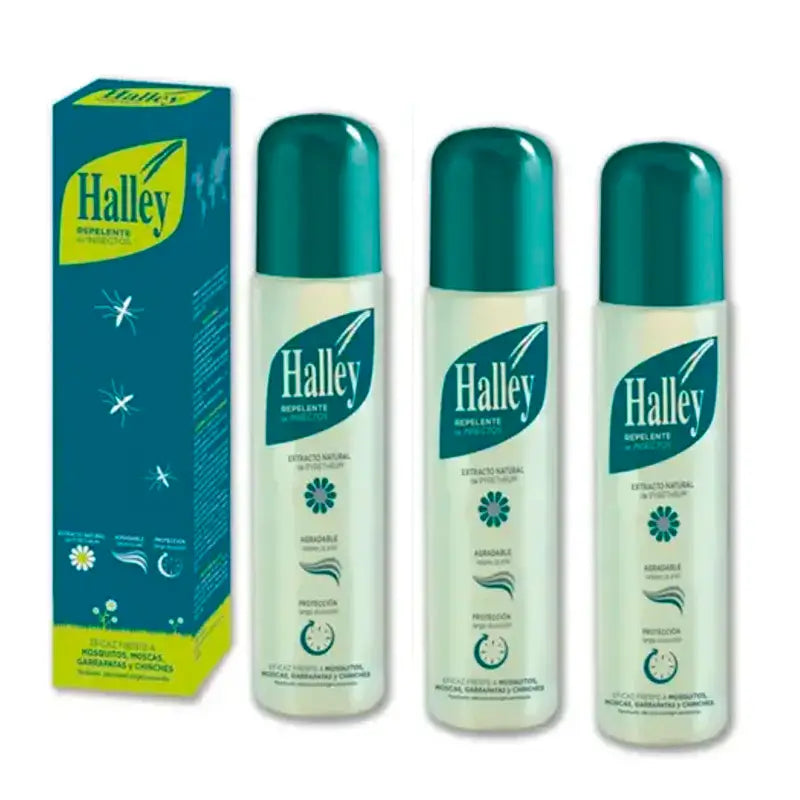Repellente per insetti Halley, confezione da 3 x 250 ml
