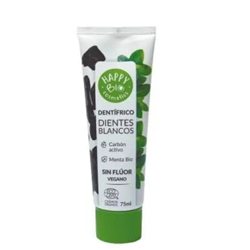 Happy Bio White Dentifricio Denti Bianchi Carbone Attivo-Menta 75M