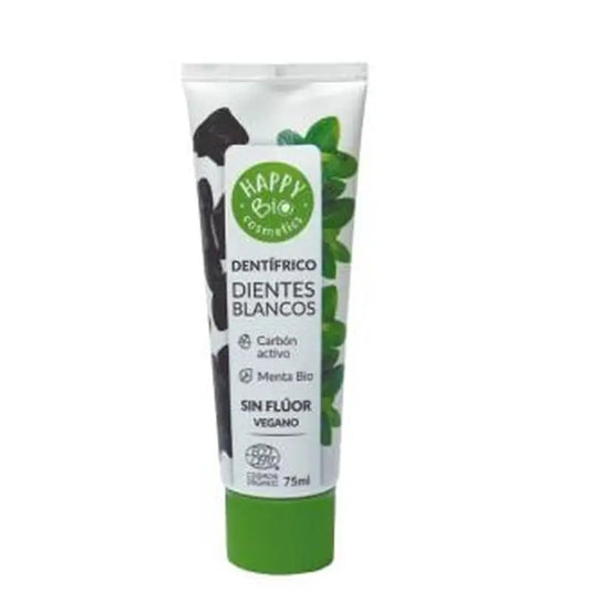Happy Bio White Dentifricio Denti Bianchi Carbone Attivo-Menta 75M