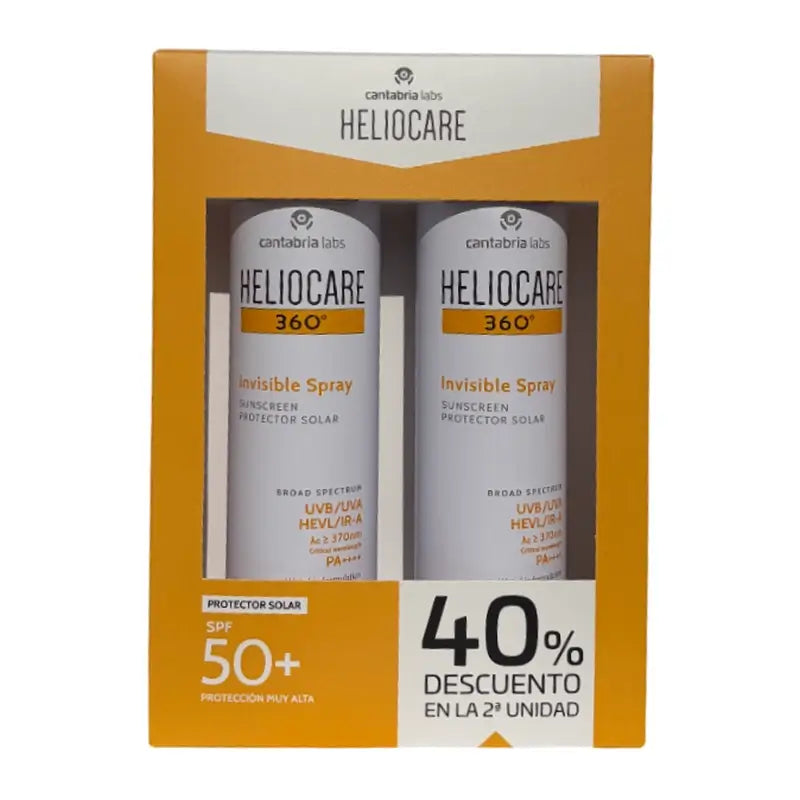 Heliocare Duplo Pack 360 Invisible Spray Spf 50, 2 unità