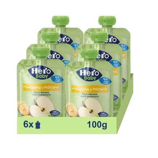 Hero Baby Pack Bustine di mela e banana, 6 X 100 grammi