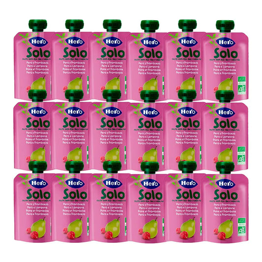 Hero Baby Pack Bustine al lampone e pera Solo Mnt, 18 X 100 Gr