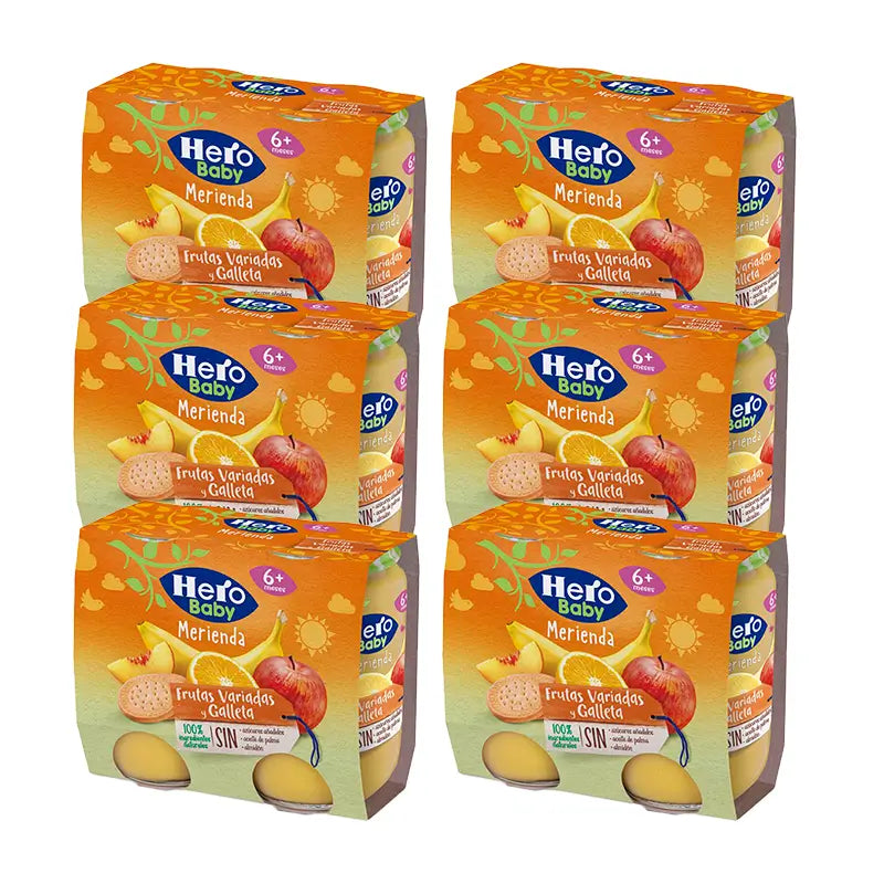 Hero Baby Pack Snack Pack Biscotti alla frutta assortiti, 6 X 2X190 Gr