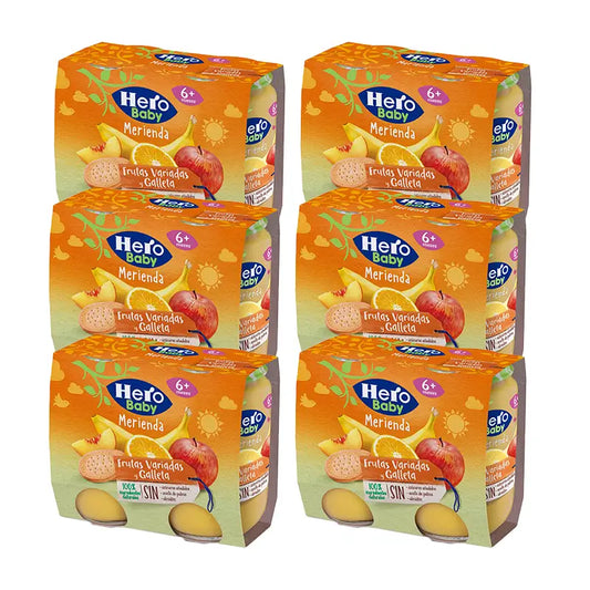 Hero Baby Pack Snack Pack Biscotti alla frutta assortiti, 6 X 2X190 Gr