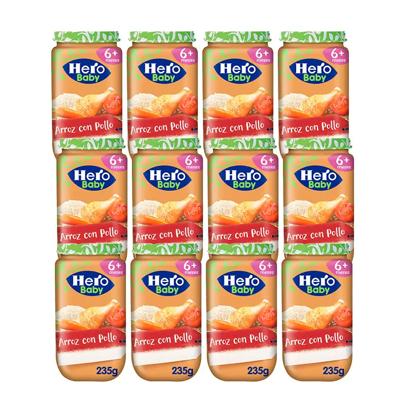 Hero Baby Pack Confezione di budino di riso e pollo, 12 X 235 Gr