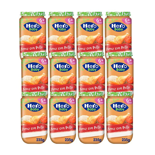 Hero Baby Pack Confezione di budino di riso e pollo, 12 X 235 Gr