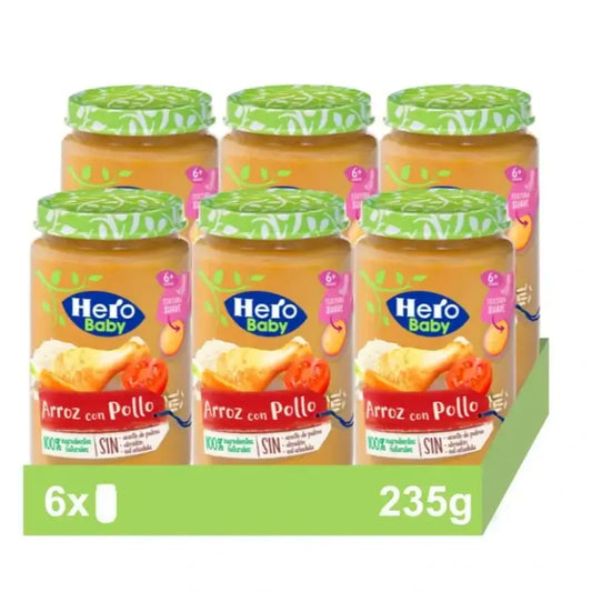  Hero Baby Pack Budino di riso e pollo, 6 X 235 grammi