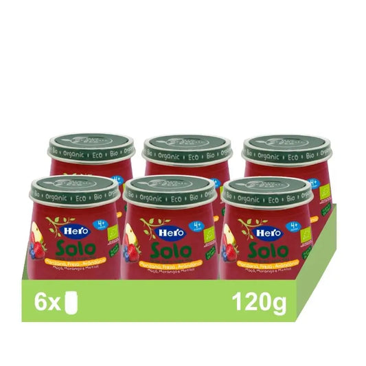Hero Baby Pack Eco Apple, Strawberry & Blueberry Solo Jar, 6 X 120 grammi