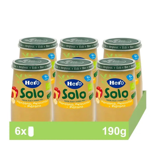 Hero Baby Mela, Pesca e Banana Solo Eco Pack, 6 X 190 grammi