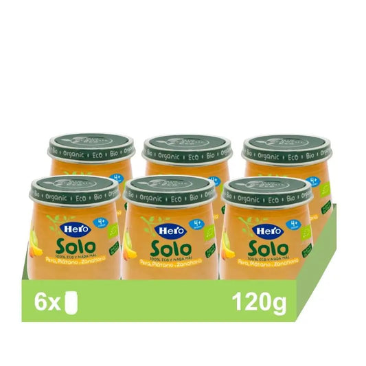 Hero Baby Pack Eco Pear, Banana & Carrot Solo Jar, 6 X 120 grammi