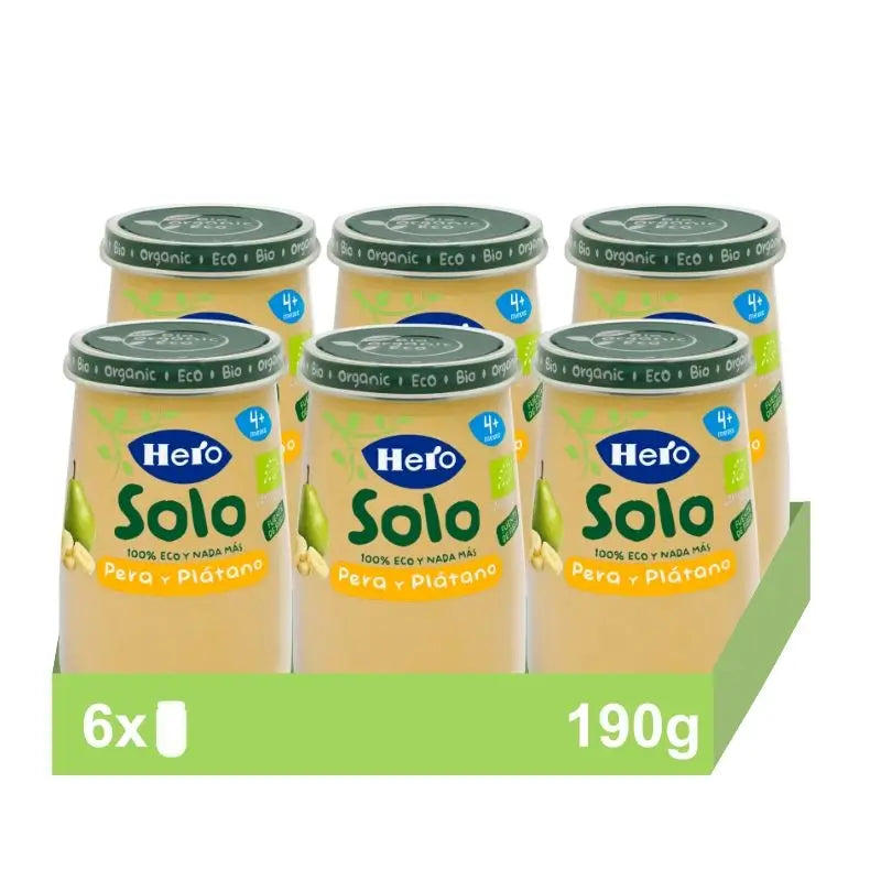 Hero Baby Pack Eco Pear & Banana Solo Jar, 6 X 190 grammi