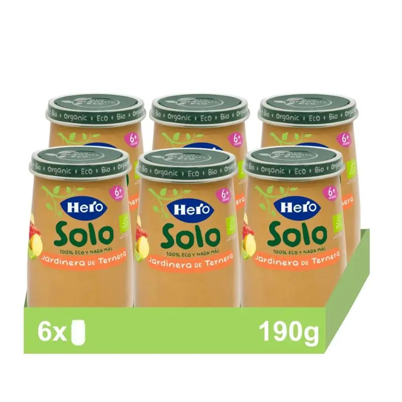 Hero Baby Pack Manzo Solo Eco Jar, 6 X 190 grammi