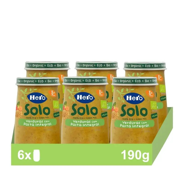 Hero Baby Pack Eco Solo Verdure con Pasta Integrale, 6 x 190g