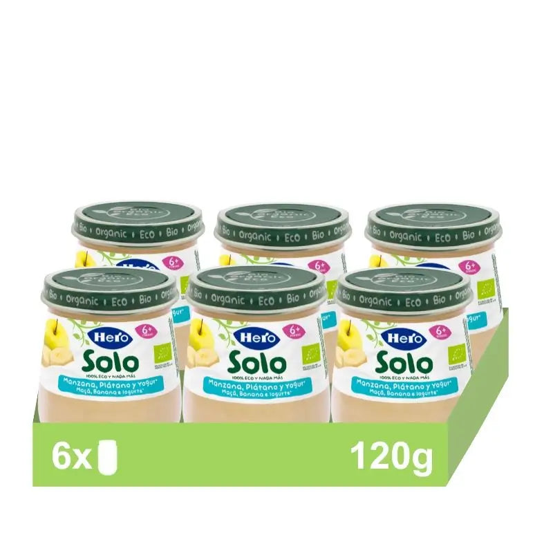 Hero Baby Pack Eco Yogurt, Mela e Banana Solo Jarar, 6 X 120 grammi