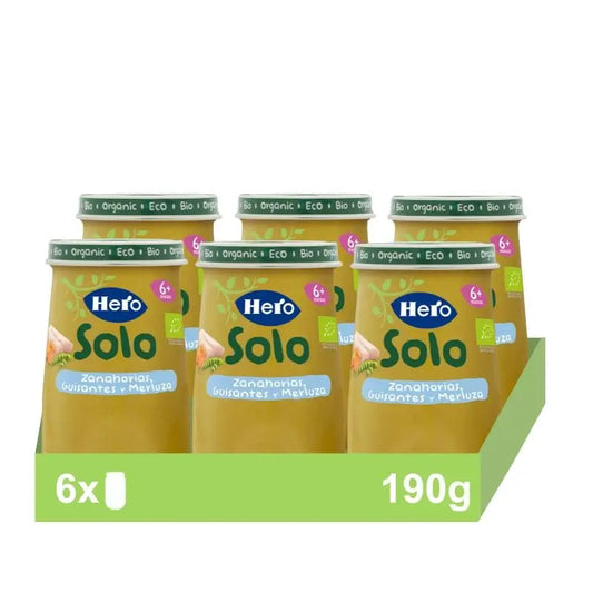 Hero Baby Pack Eco Jar Just Carota, Piselli e Nasello, 6 X 190 g