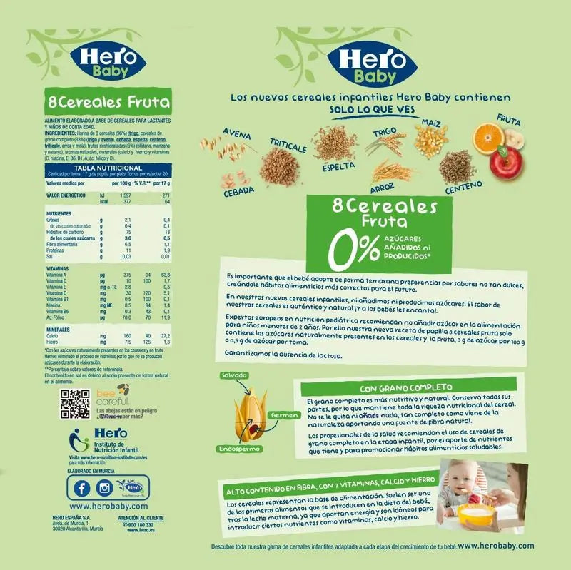 Hero Baby Cereal 8 Cereali con frutta 340G