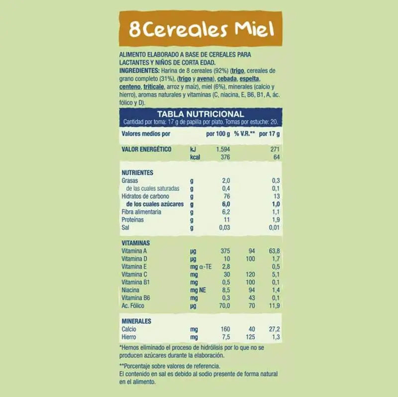 Hero Baby Cereal Cereali 8 Cereali con Miele 340G