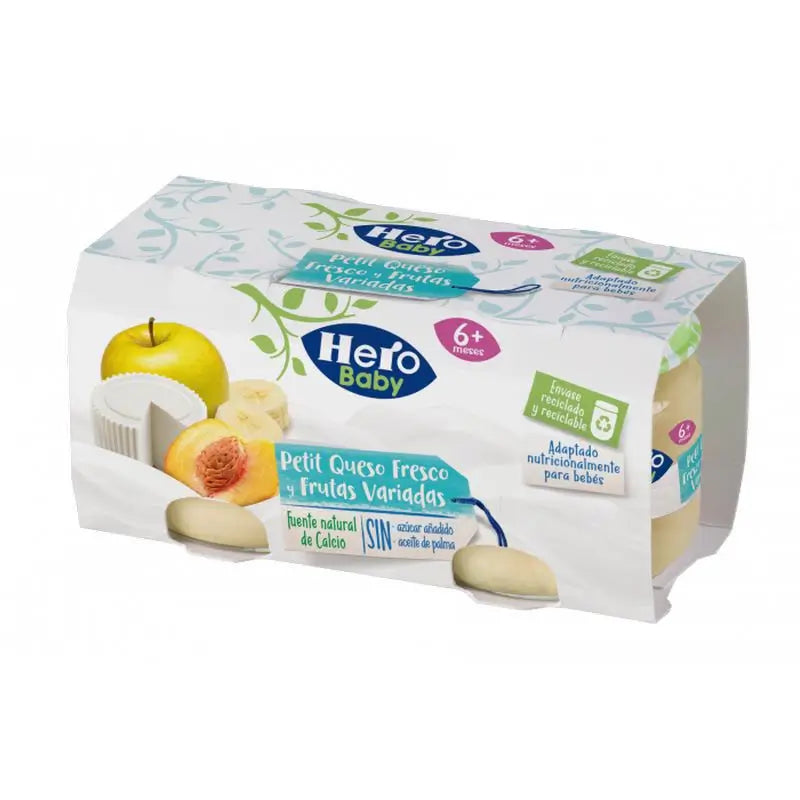Hero Baby Hero Baby Petit Petit Formaggio fresco e frutta assortita Barattolo 2X80G