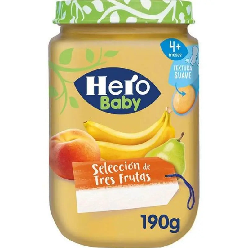 Barattolo di selezione dei tre frutti Hero Baby Hero Baby, 190g