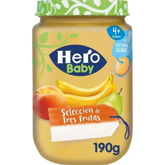 Barattolo di selezione dei tre frutti Hero Baby Hero Baby, 190g