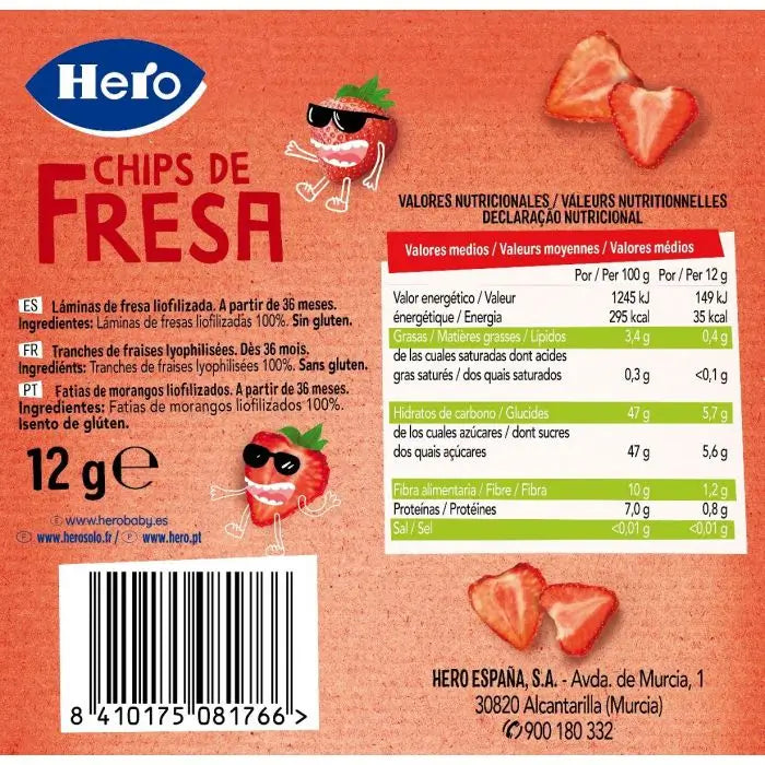 Hero Snack Kids - Patatine alla fragola, 12 grammi