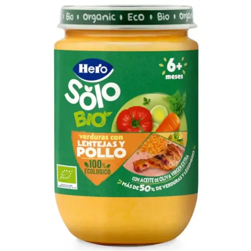 Hero Baby Eco Vaso di sole verdure con lenticchie e pollo ECO +6m 190g