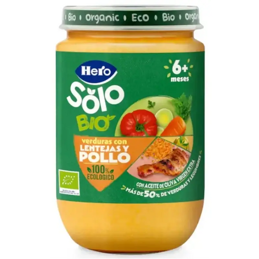 Hero Baby Eco Vaso di sole verdure con lenticchie e pollo ECO +6m 190g