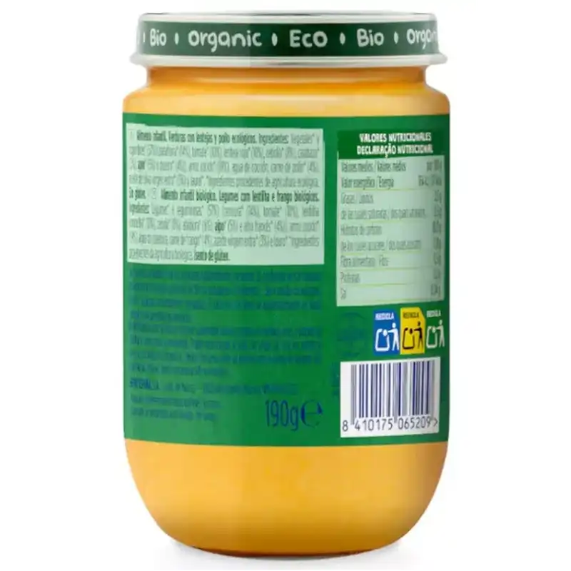 Hero Baby Eco Vaso di sole verdure con lenticchie e pollo ECO +6m 190g