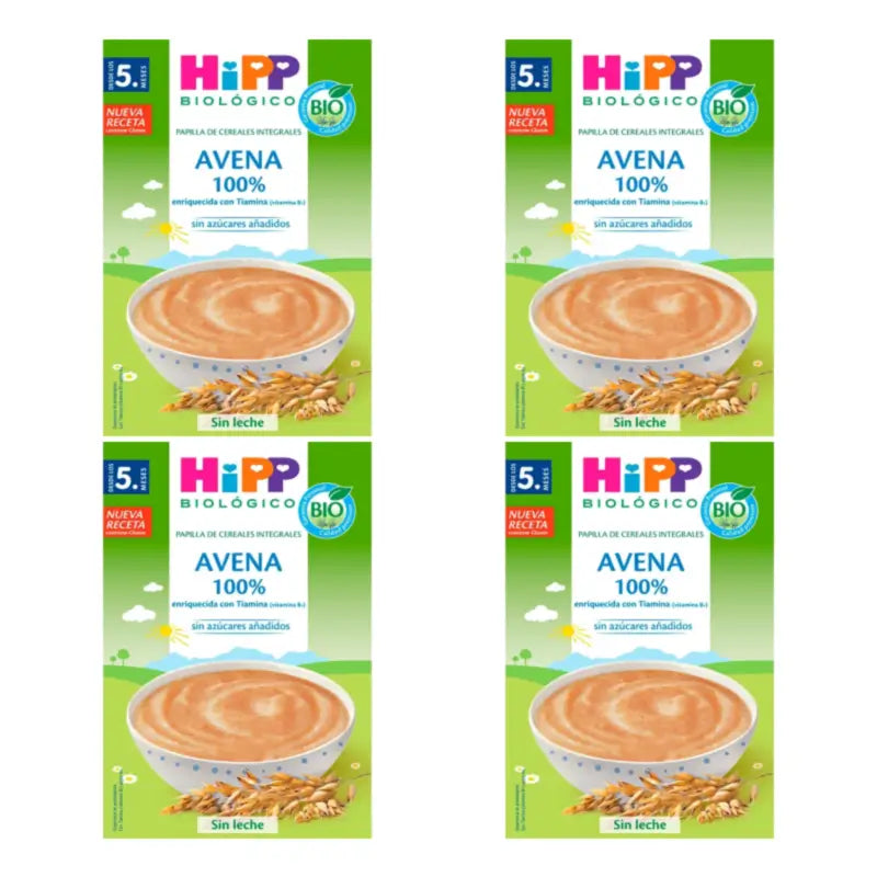 Hipp Avena 100% - Pappa di cereali biologica, confezione da 4 x 200 grammi