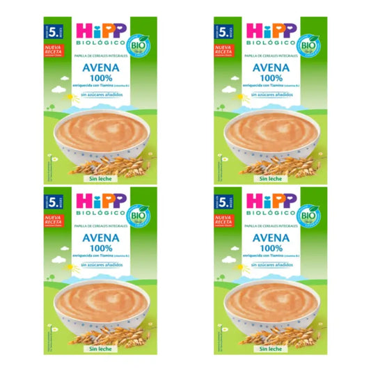Hipp Avena 100% - Pappa di cereali biologica, confezione da 4 x 200 grammi