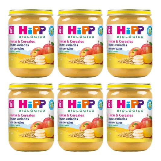 Hipp Bio Vasetto di frutta mista con cereali, confezione da 6 x 190 g