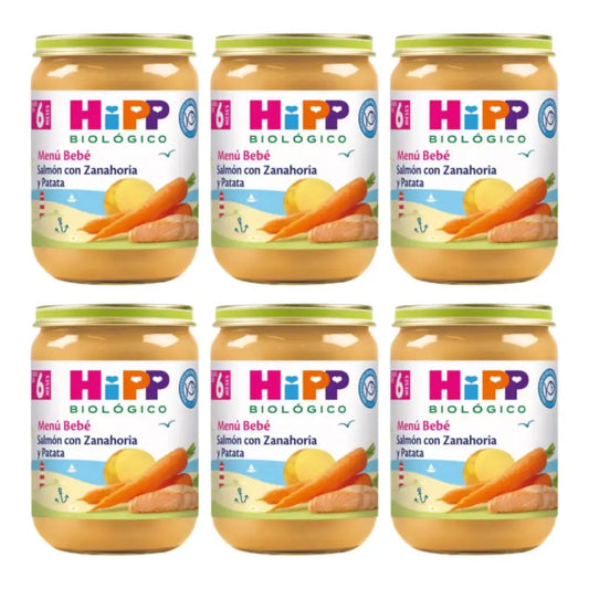 Hipp Bio Vasetto di salmone con carote e patate, confezione da 6 x 190 g