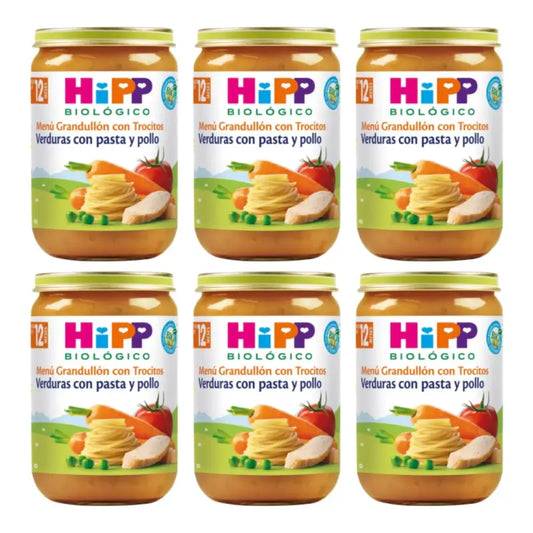 Hipp Bio Vasetto di verdure con pasta e pollo, confezione da 6 x 220 g
