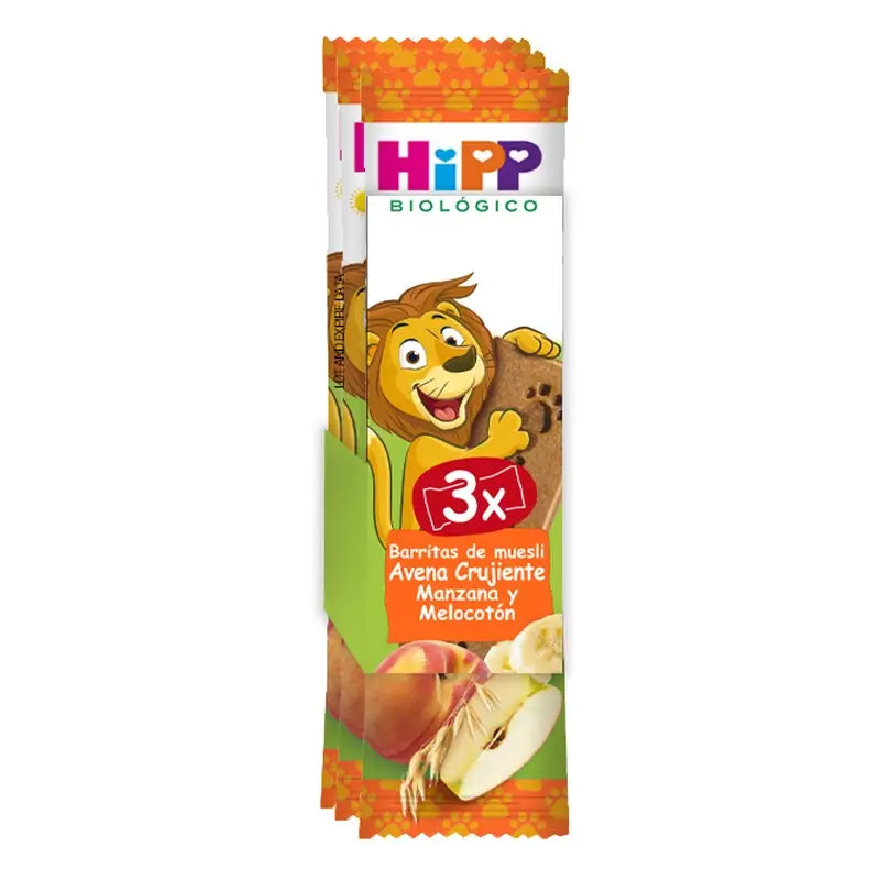Hipp Biological Pack 3 Barrette di muesli d'avena alla mela e alla pesca confezione da 8 unità
