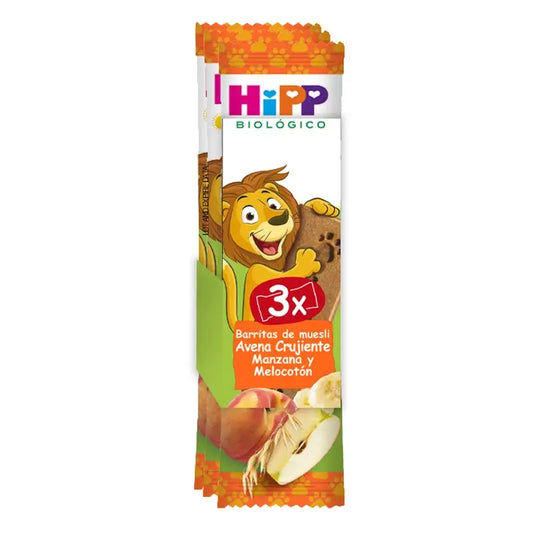 Hipp Biological Pack 3 Barrette di muesli d'avena alla mela e alla pesca confezione da 8 unità
