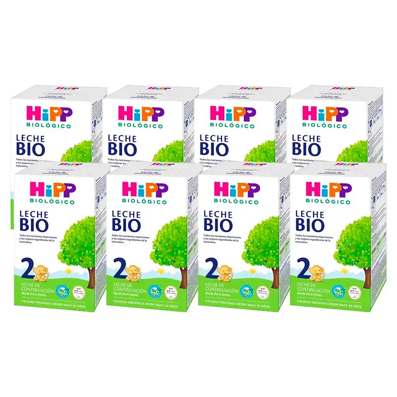 Latte Hipp 2 Continuazione biologica, confezione da 8 x 600 g