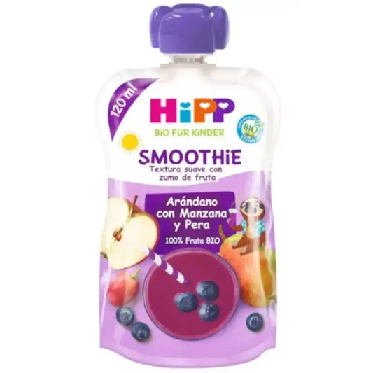 Hipp Frullato biologico di mela e pera e mirtilli, 120 ml
