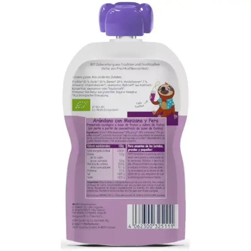 Hipp Frullato biologico di mela e pera e mirtilli, 120 ml