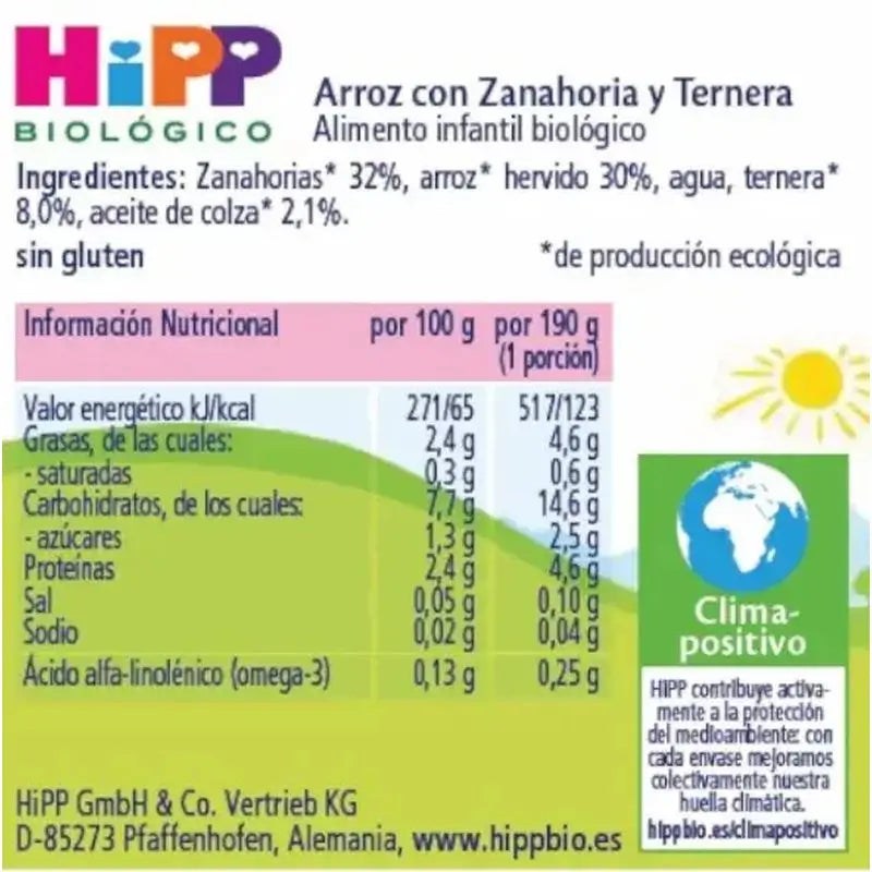Torta di riso e carote e manzo Hipp Bio, 190 G